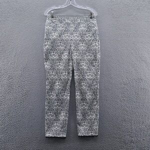 Chicos Slimming Brigitte Ankle Pants 0 US 4 Black White Diamond Paisley Womens‎